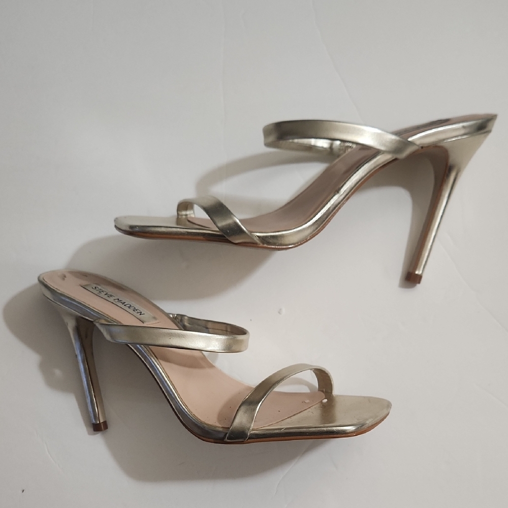 Steve Madden Metallic Gold Strappy Heels Sz 9